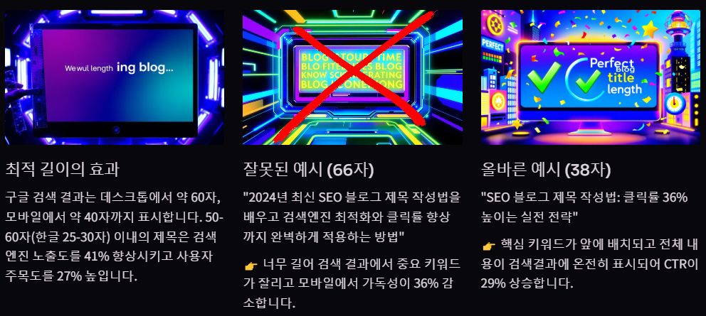 제목 길이를 50~60자 이내로 유지