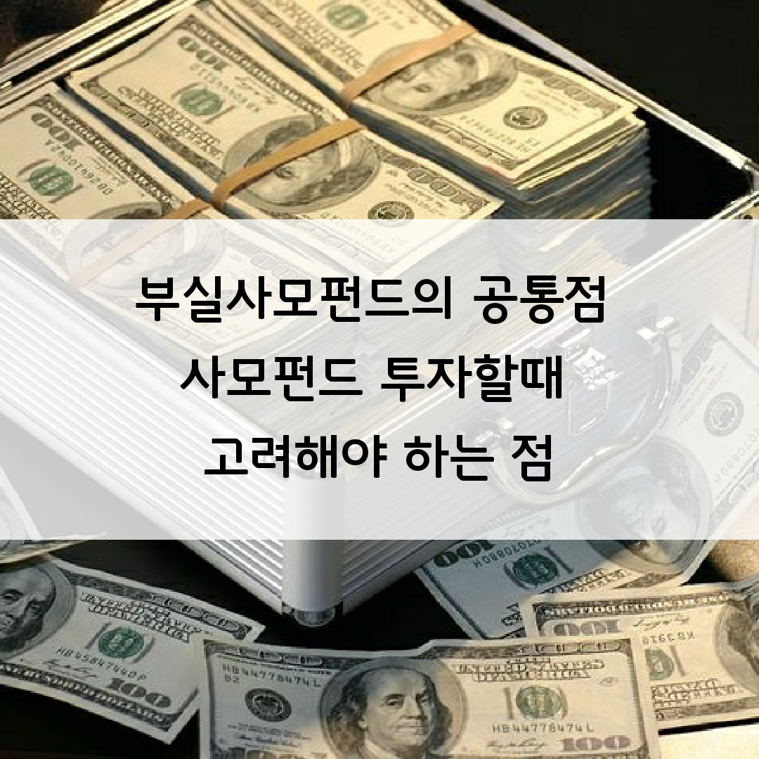 부실사모펀드의 공통점, 사모펀드 투자할때 고려해야 하는 점
