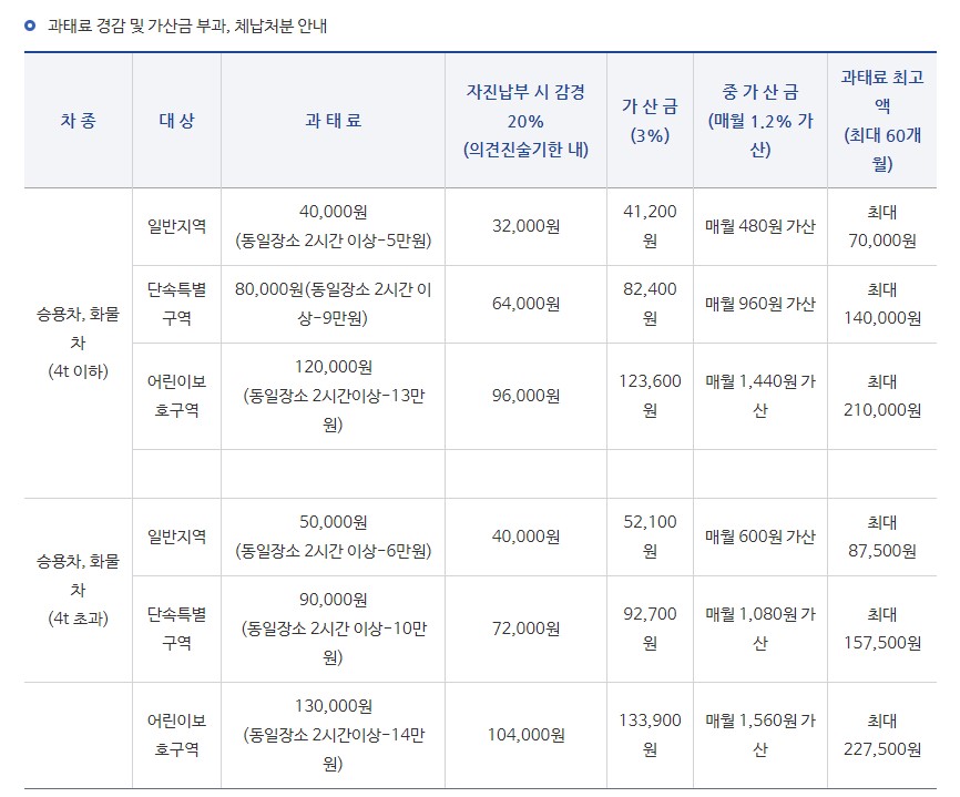 주정차 위반과태료