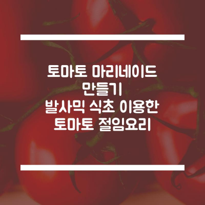  토마토 마리네이드 만들기 발사믹식초 이용한 토마토 절임 요리