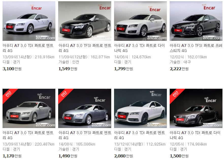 아우디 A7 중고차 가격