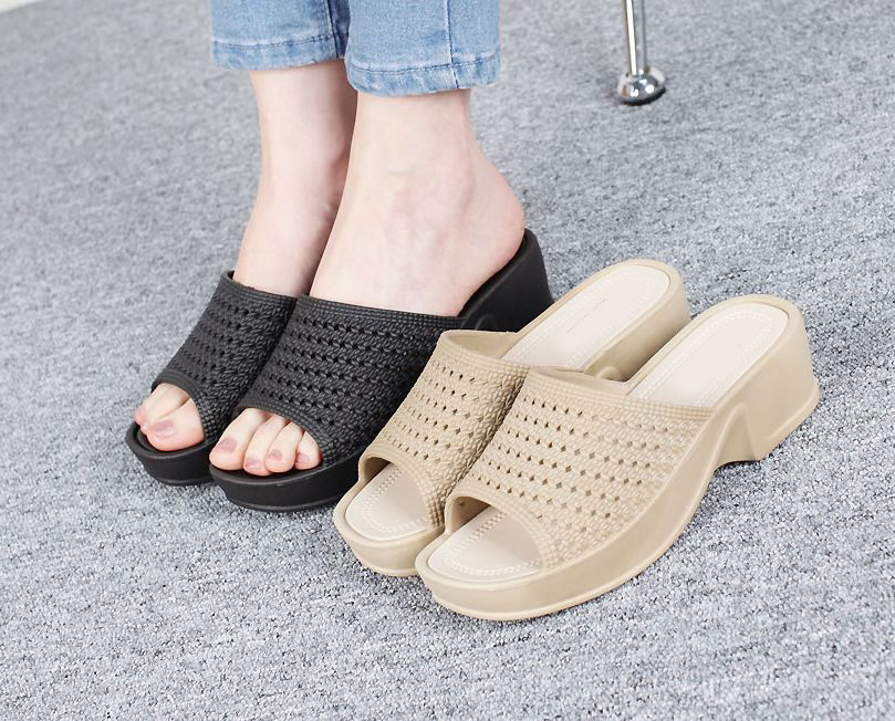  펀칭밴딩 4.5cm 웨지슬리퍼