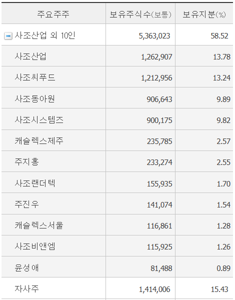 주요주주 보유지분