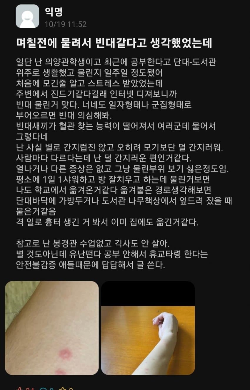 계명대 기숙사 빈대 발견 후 피해자 속출.jpg