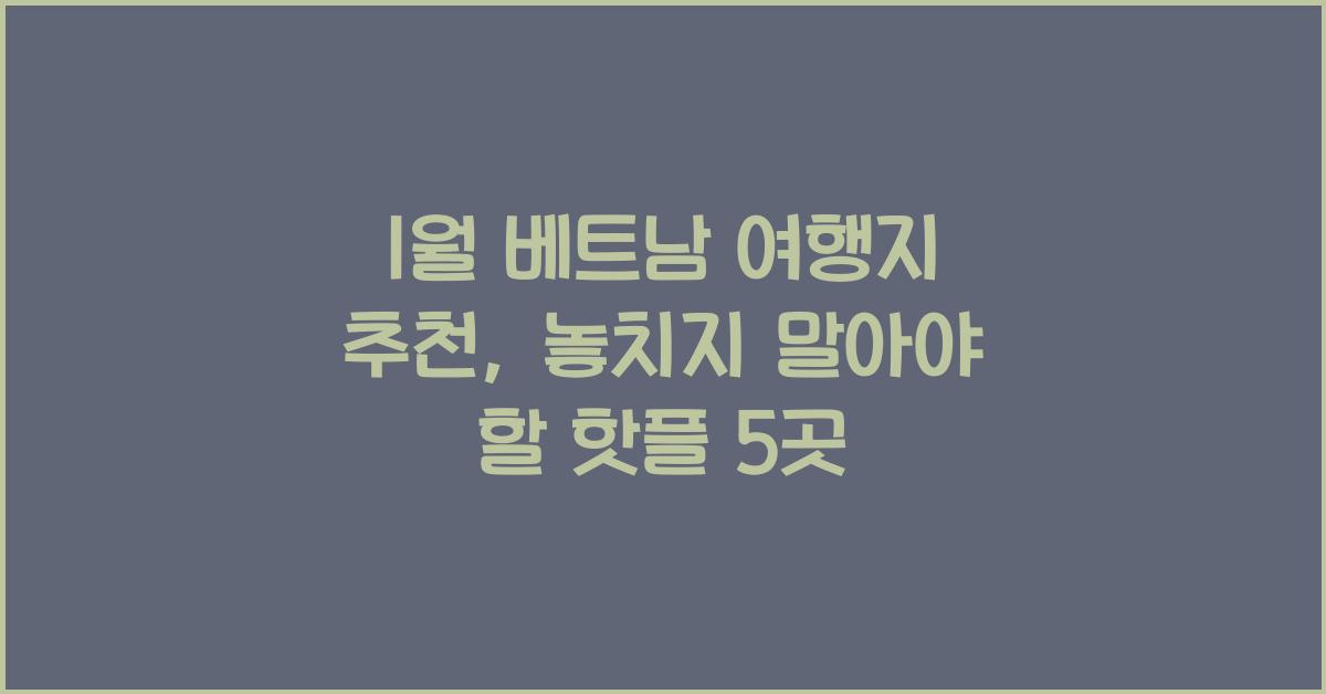 1월 베트남 여행지 추천