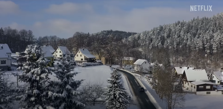 눈이내린한마을의풍경