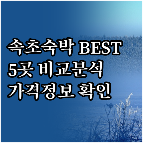 속초 숙박 예약 전 필독 5곳 비교분