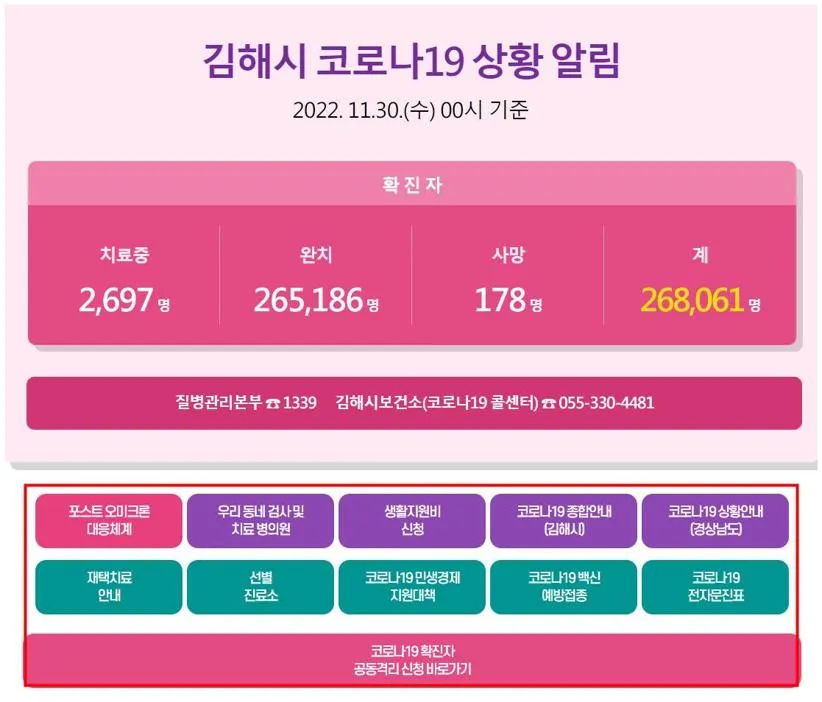 김해시청 홈페이지