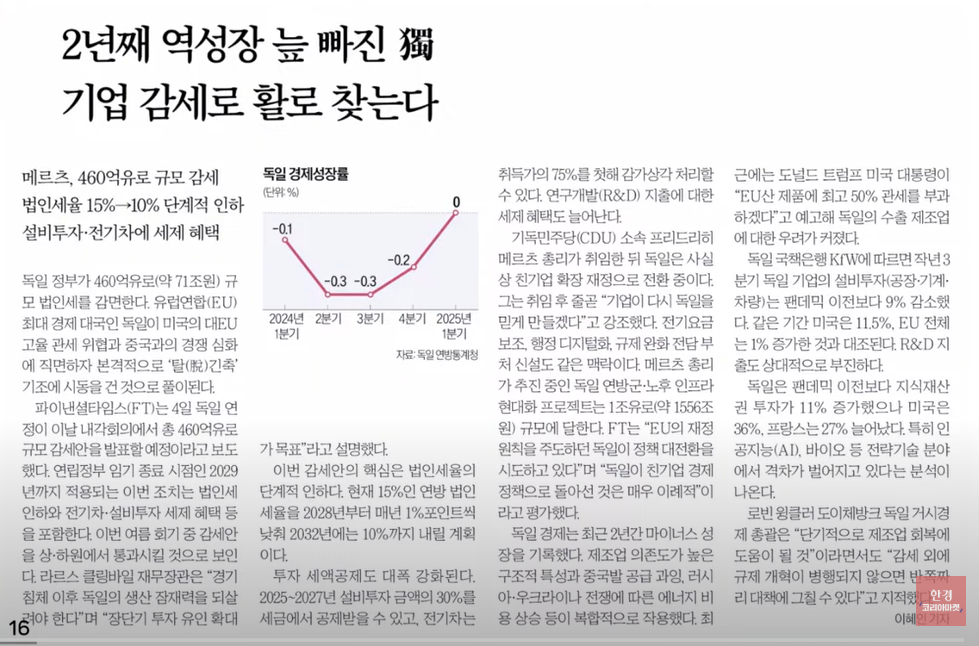 독일, 역성장 탈피 위한 감세 카드…기업 투자 유인 본격화