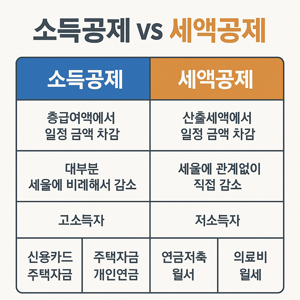 소득공제 vs 세액공제 비교표 인포그래픽