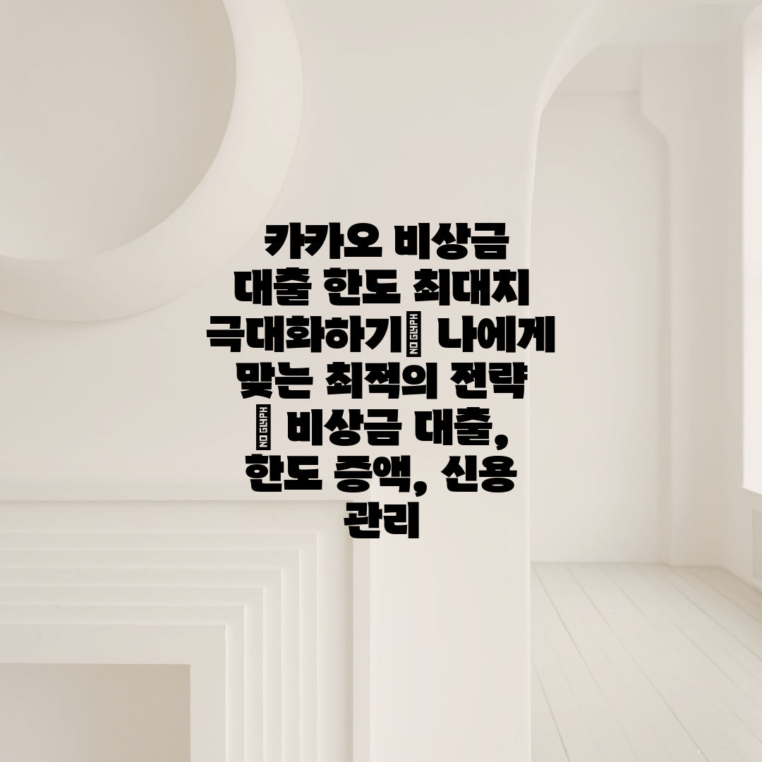  카카오 비상금 대출 한도 최대치 극대화하기 나에게 맞