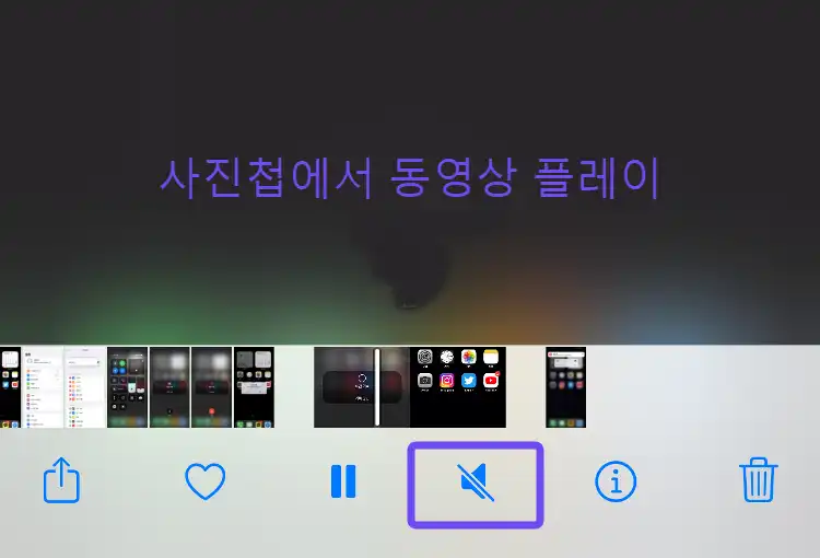 사진첩에서 동영상 플레이 음소거