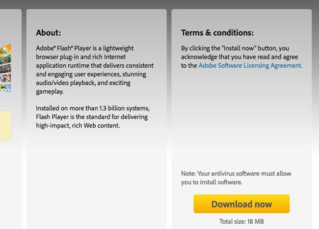 어도비 플래시 설치 다운로드 화면