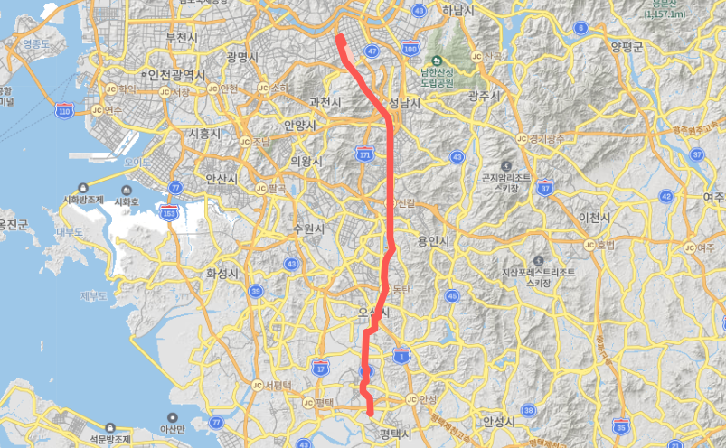  [광역급행] M5438 버스 노선 시간표 요금 : 평택지제역, 강남역, 서울제일병원, 신논현역