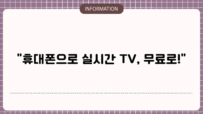 휴대폰 실시간무료 tv보기