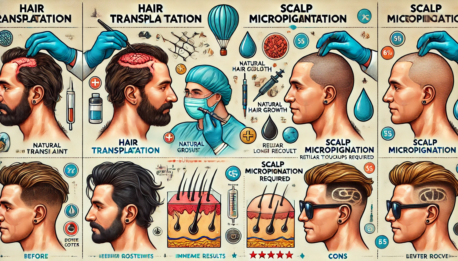 모발이식 vs 두피 문신(SMP)