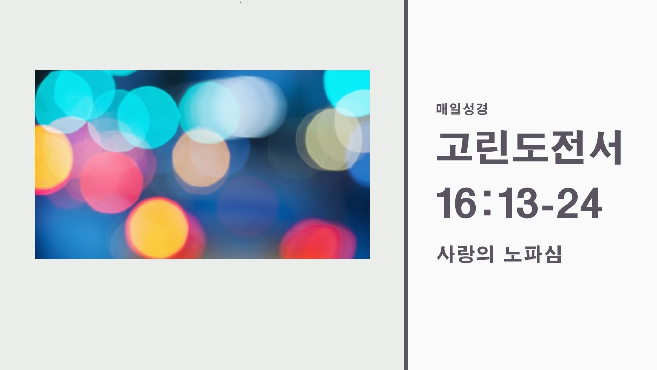  고린도전서 16:13-24, 사랑의 노파심(찬502장) - 매일성경큐티