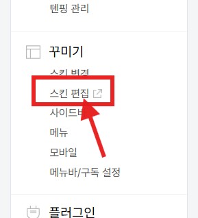 스킨 편집 진입 화면
