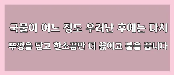  국물이 어느 정도 우러난 후에는 다시 뚜껑을 닫고 한소끔만 더 끓이고 불을 끕니다