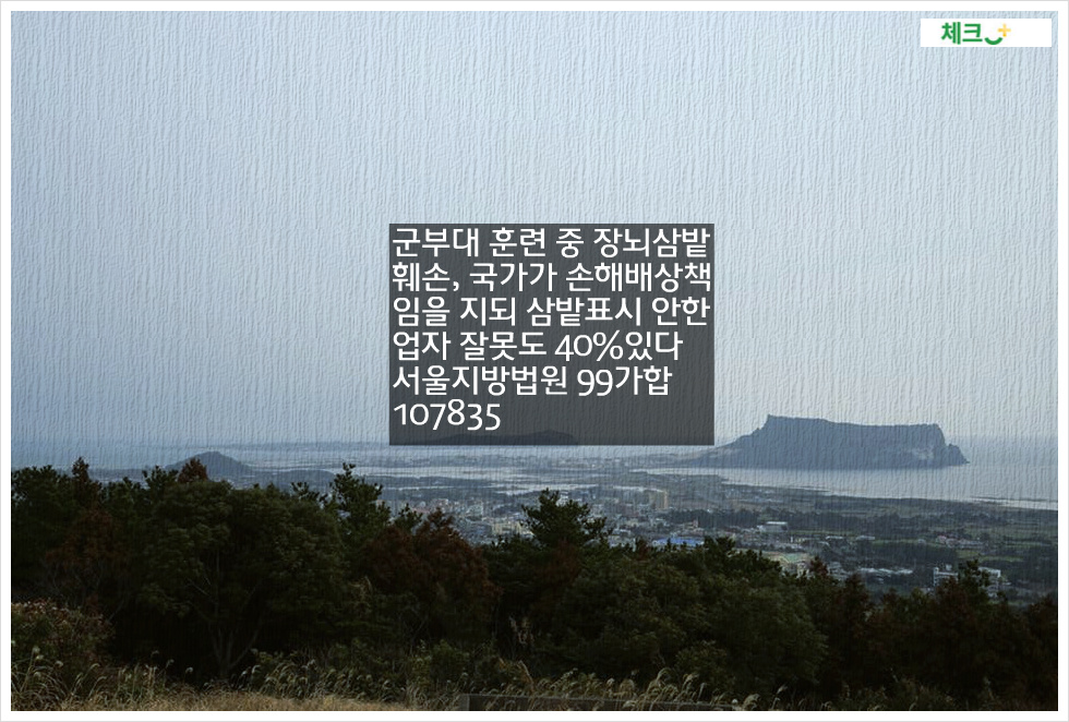 군부대 훈련 중 장뇌삼밭 훼손, 국가가 손해배상책임을 지되 삼밭표시 안한 업자 잘못도 40%있다