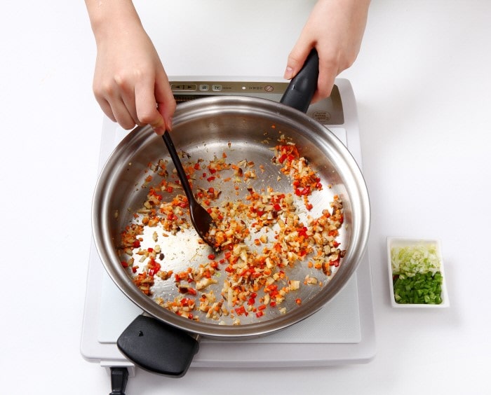 야채볶음-얀파-생강-표고-홍고추