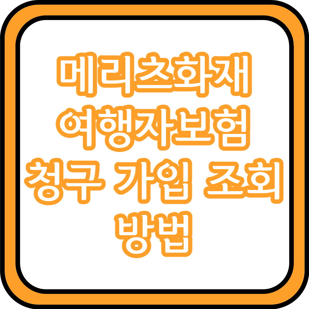  메리츠화재 여행자보험 청구 가입 조회 방법 총정리
