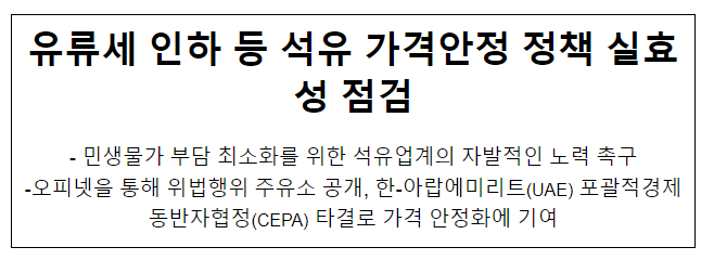  유류세 인하 등 석유 가격안정 정책 실효성 점검