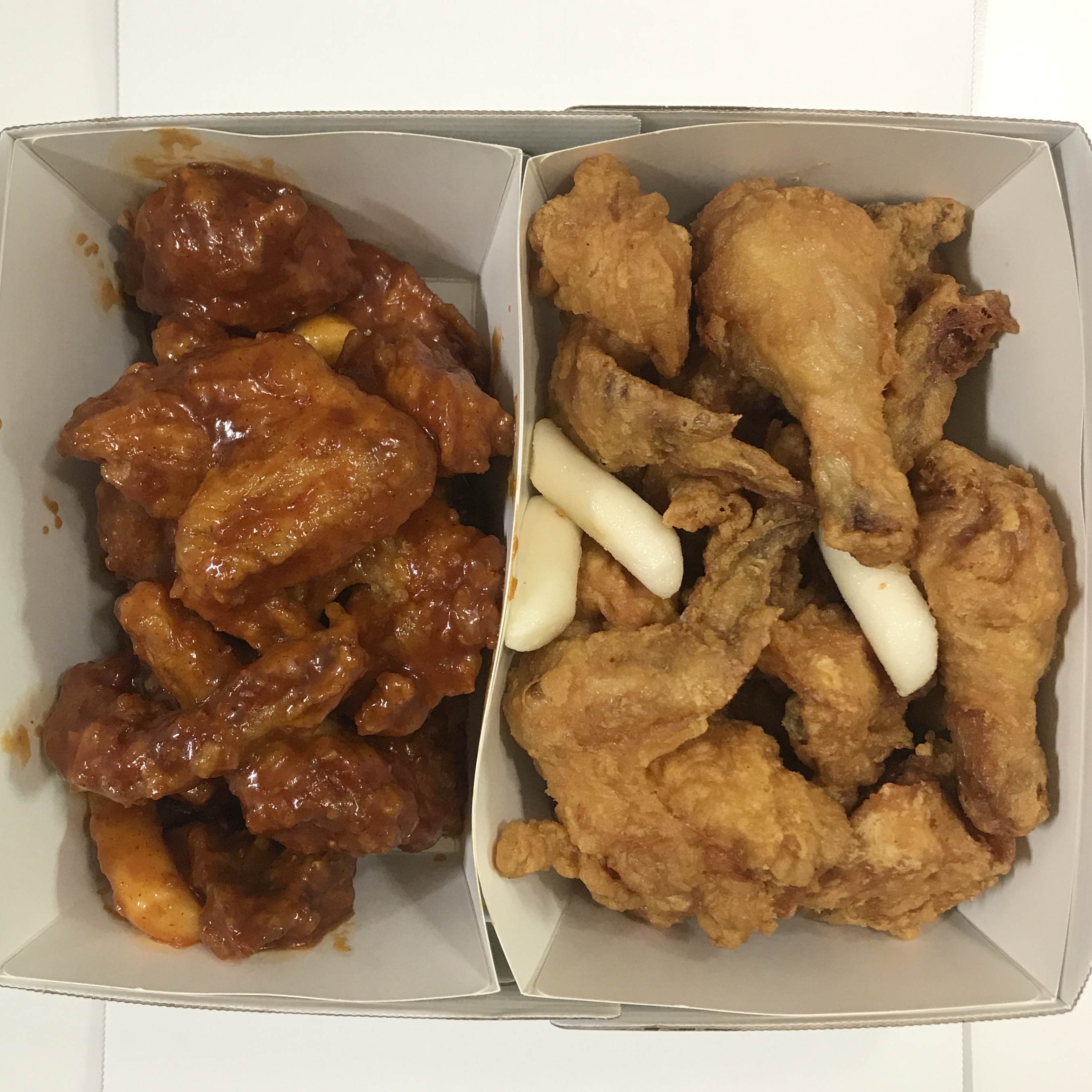  맛있는치킨, 처갓집 양념치킨 + 처갓집 후라이드 치킨.