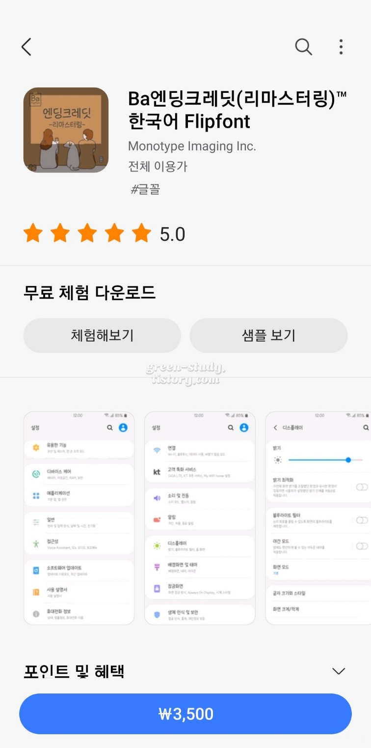 갤럭시 테마, 폰트 결제 방법과 유료 폰트 적용 후기_3.webp