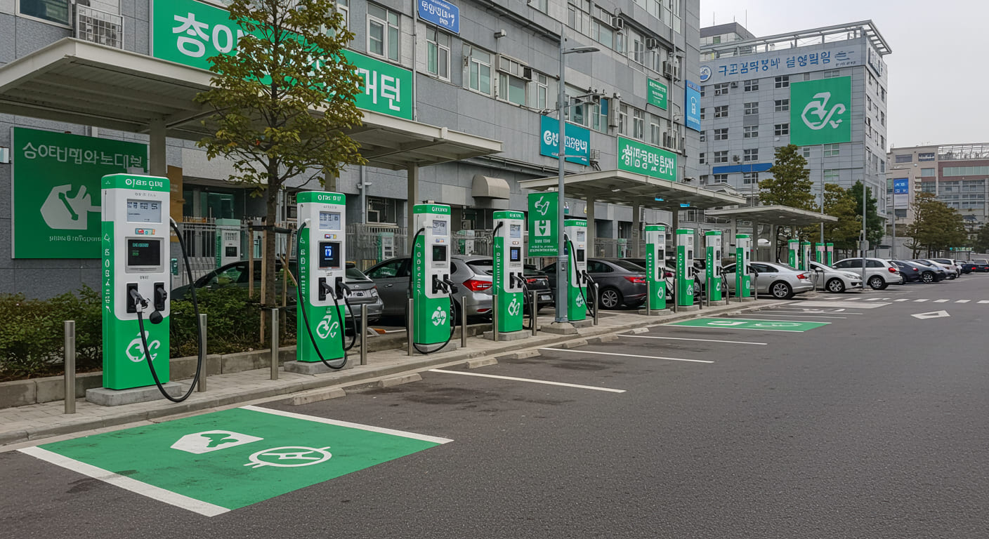 서울 도심의 전기차 충전소 풍경