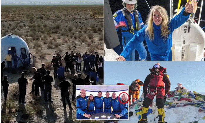 에베레스트 등정&#44; 최고 심해 탐험 이젠 우주까지 여행하는 철녀 VIDEO:Blue Origin&#39;s NS-22 mission sends six more people to space