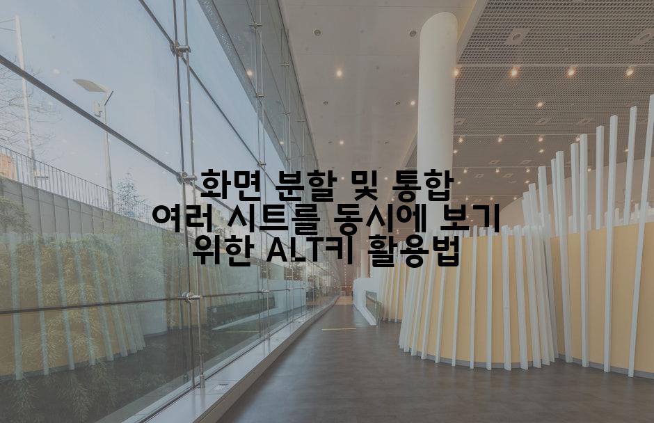 화면 분할 및 통합 여러 시트를 동시에 보기 위한 ALT키 활용법