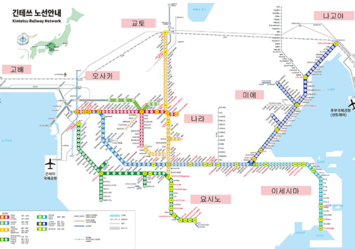 일본-오사카-킨테츠-전철-노선도