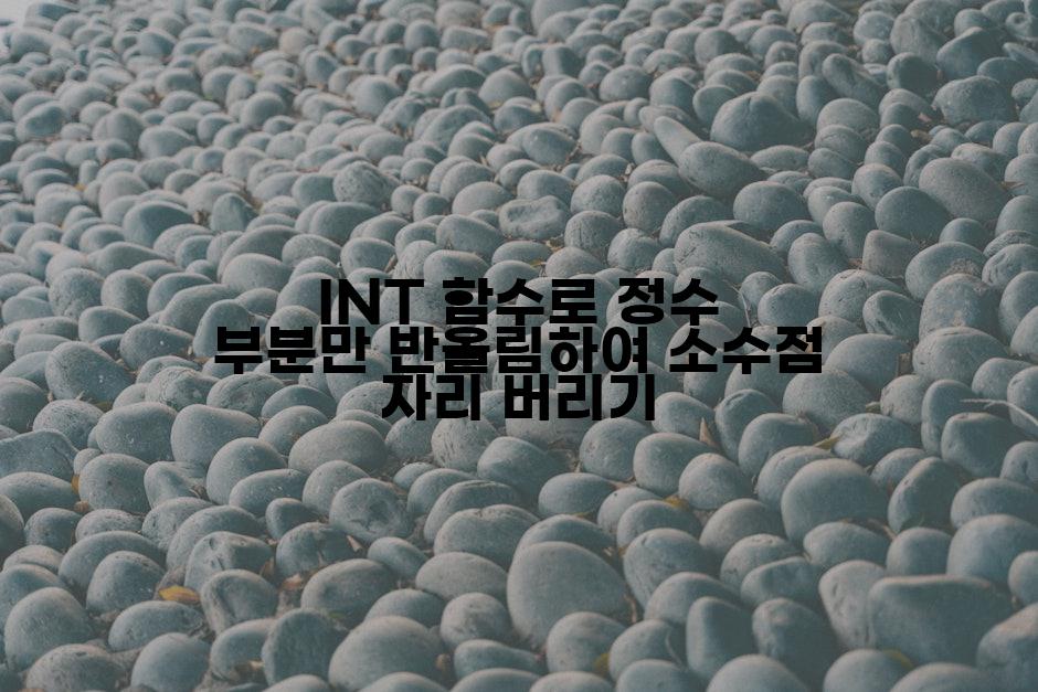 INT 함수로 정수 부분만 반올림하여 소수점 자리 버리기