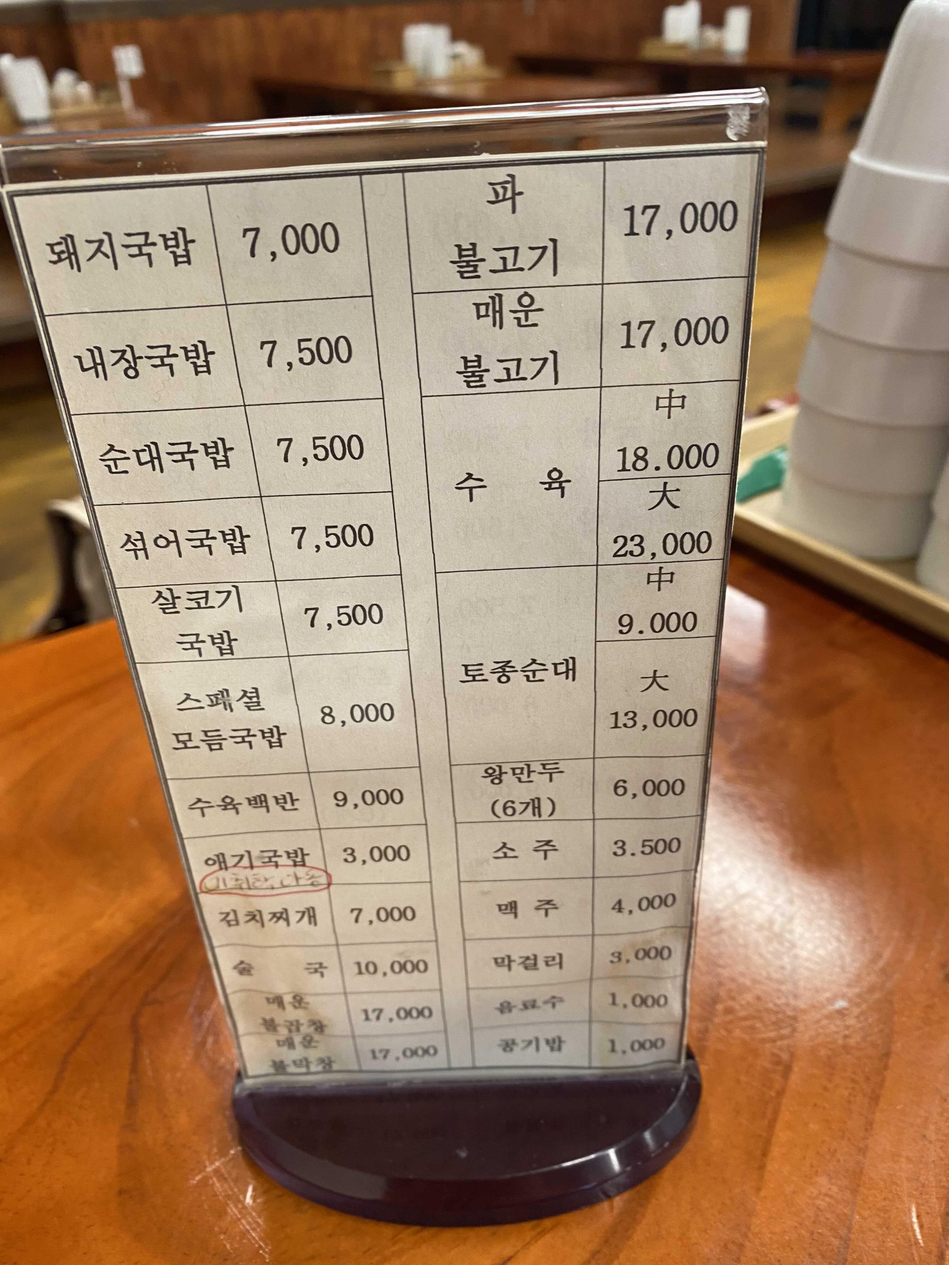 메뉴판