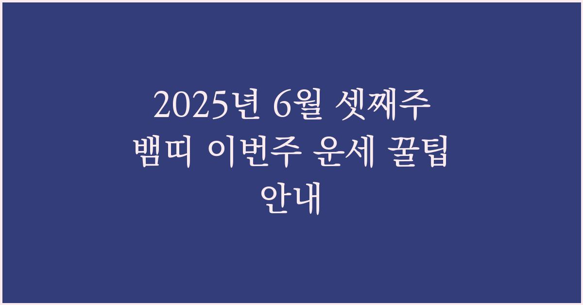 2025년 6월 셋째주 뱀띠 이번주 운세
