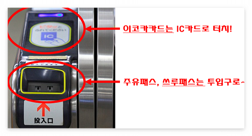 이코카카드 사용화면