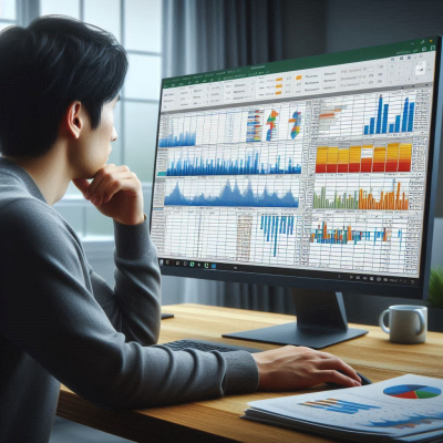 분석 중인 그래프와 차트가 화면에 표시된 데이터 분석 과정입니다.