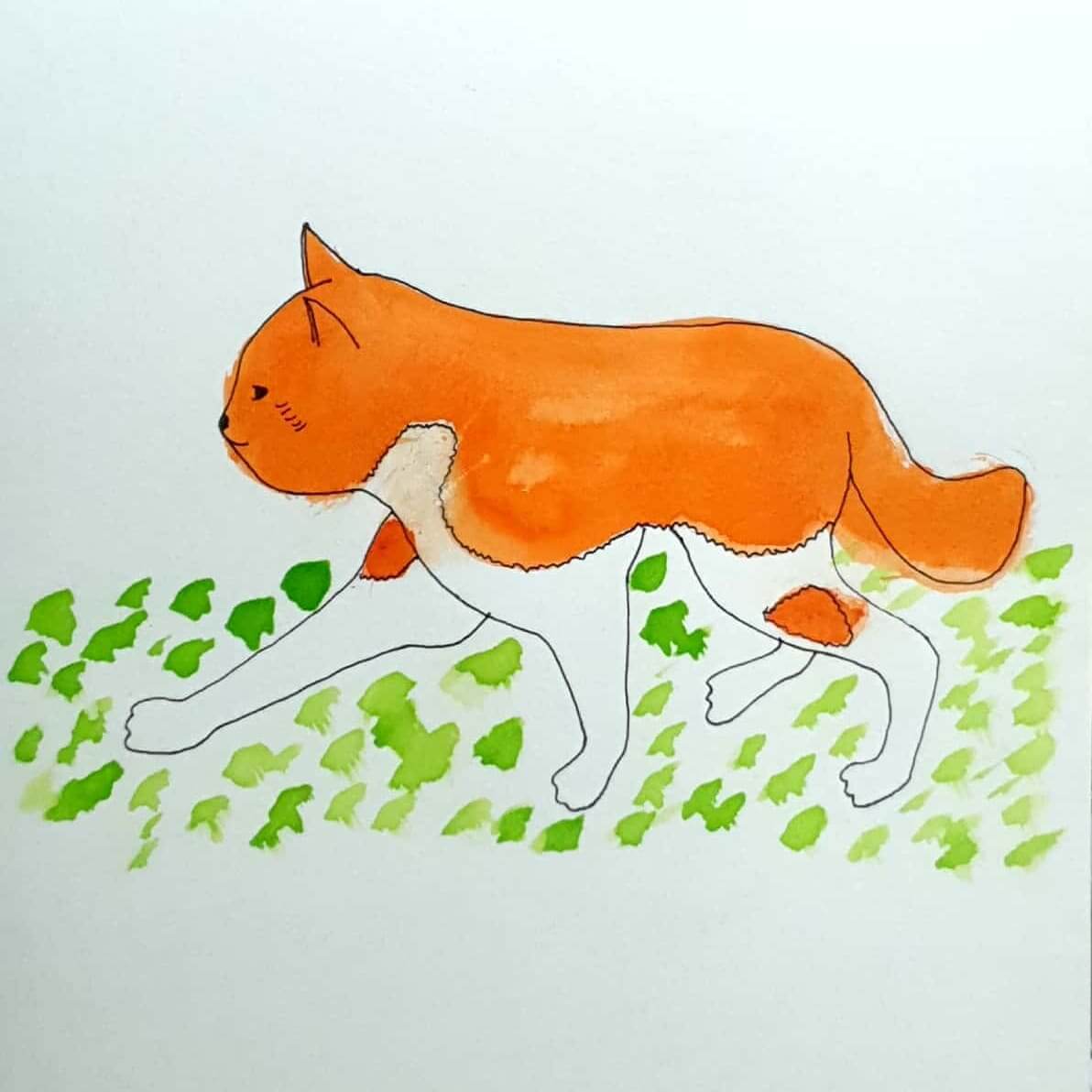  Cat Walk 고양이 산책 / 일러스트 그림 드로잉 / 동물화 그리기
