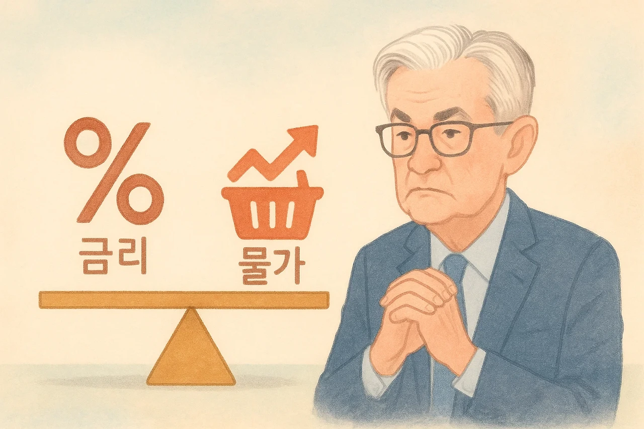 AI이미지. 파월 의장이 경제 상황을 신중히 살피는 모습을 표현한 가상 이미지