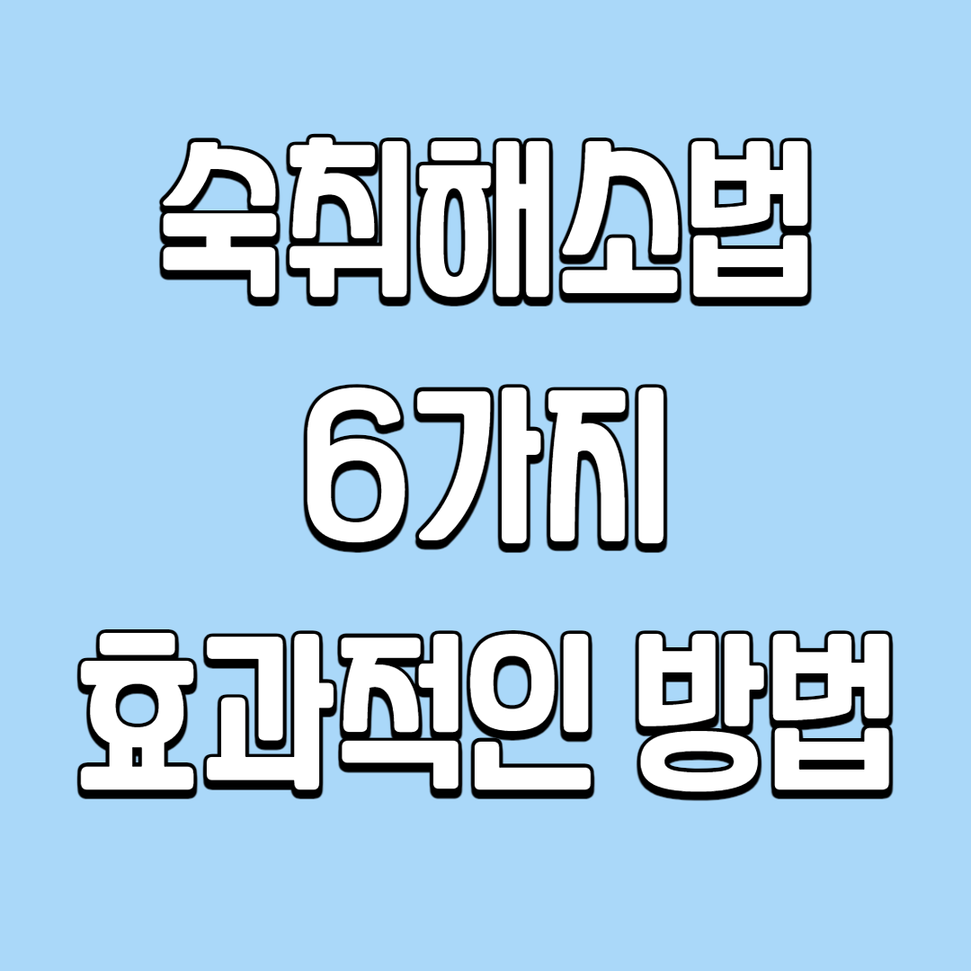  숙취해소법 6가지 최고의 방법