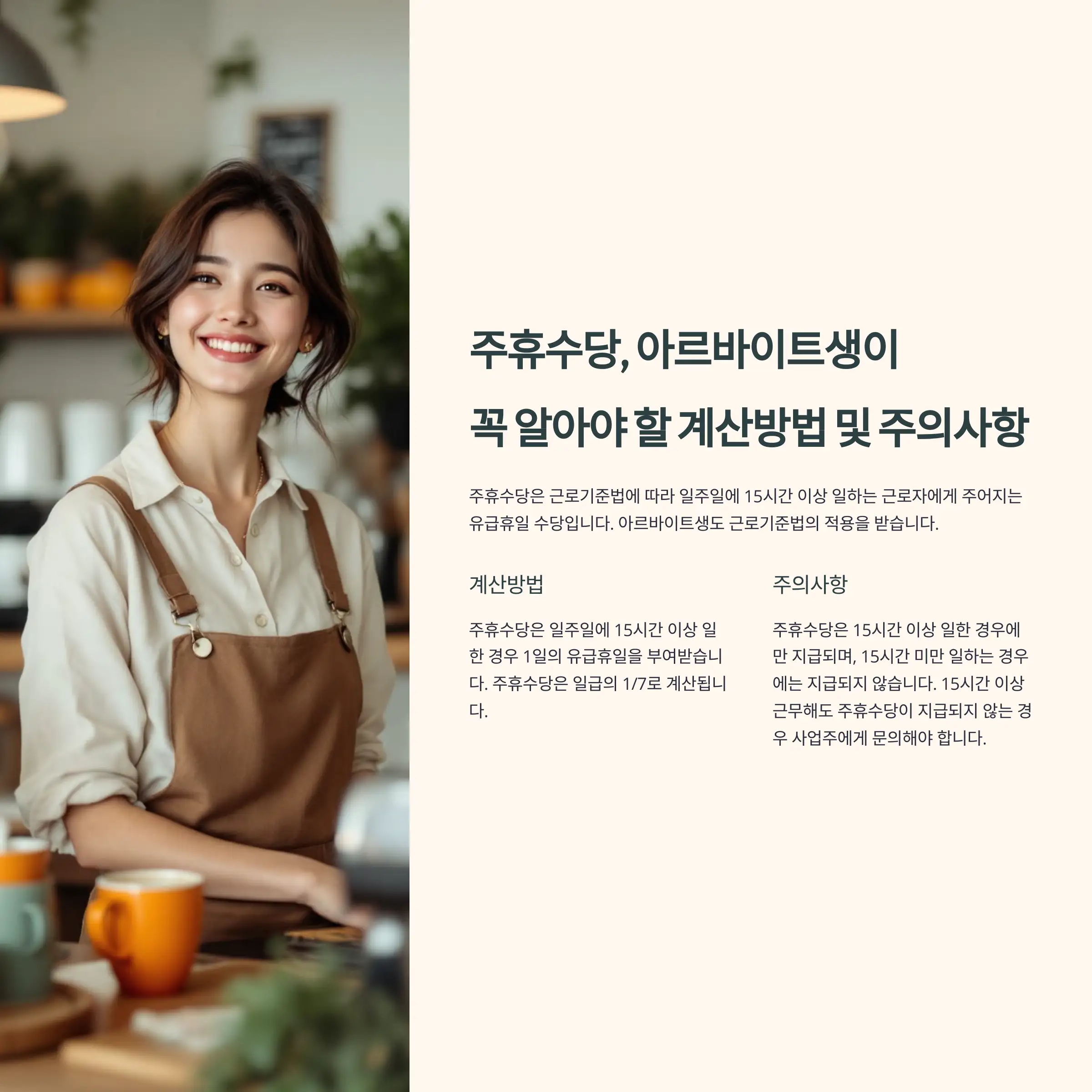 주휴수당 뜻, 아르바이트생이 꼭 알아야 할 계산방법 및 주의사항