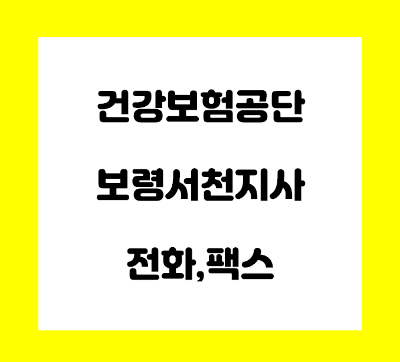  건강보험공단 보령 서천 지사 전화번호