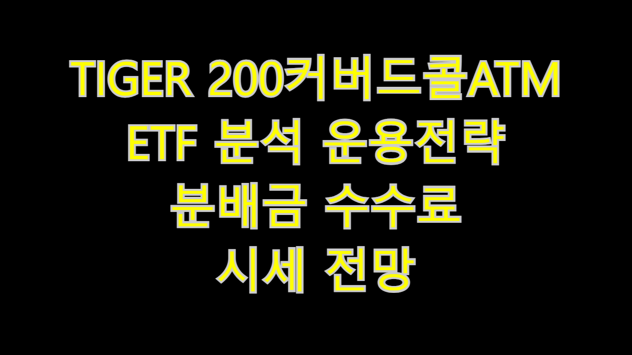  TIGER 200커버드콜ATM ETF 분석 운용전략 분배금 수수료 시세 전망