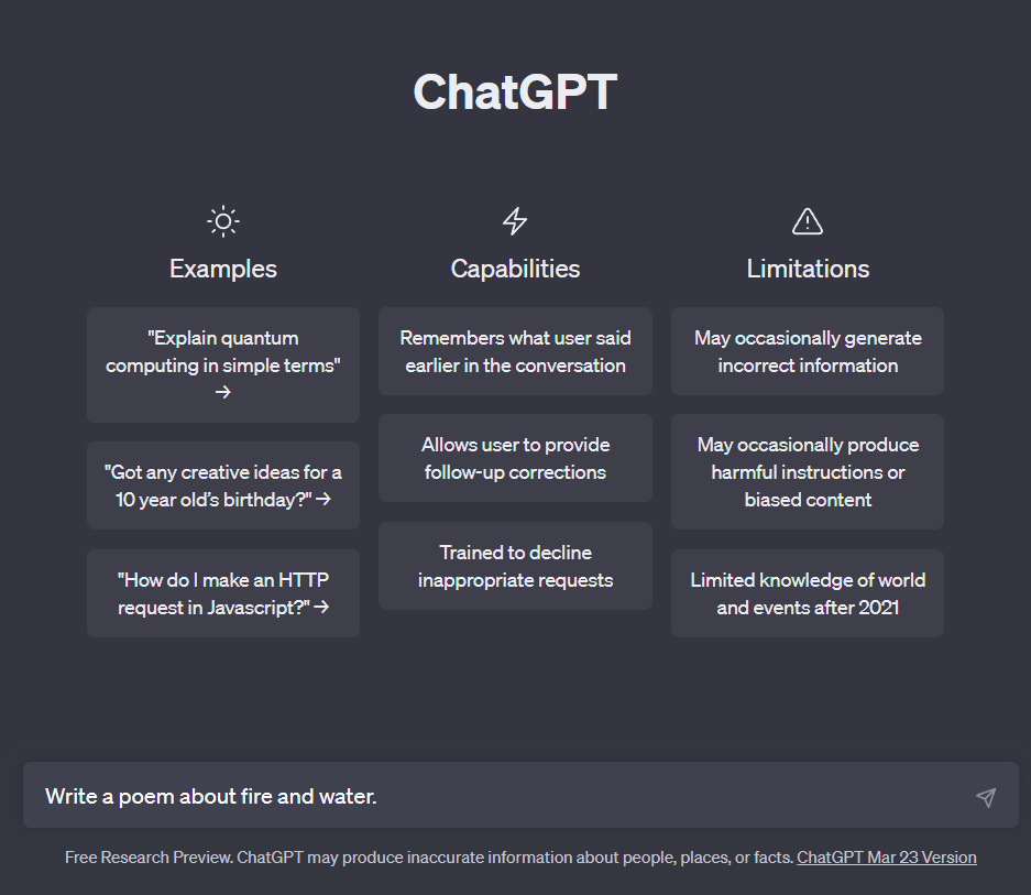 Chat GPT 질문창