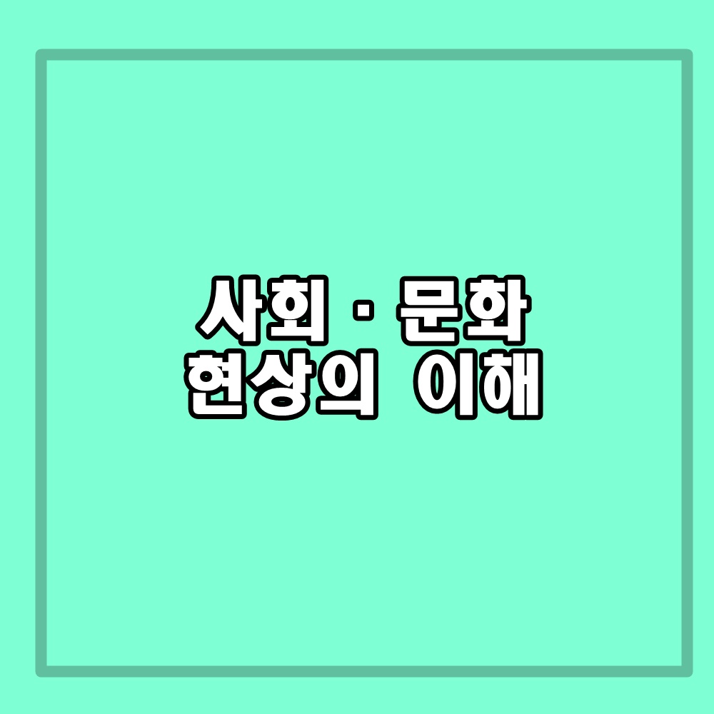 사회·문화 현상의 이해
