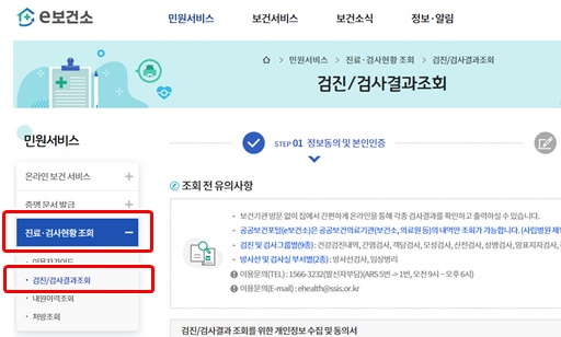 공공보건포털진료검사현황조회