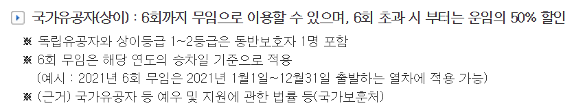 KTX 국가유공자 할인