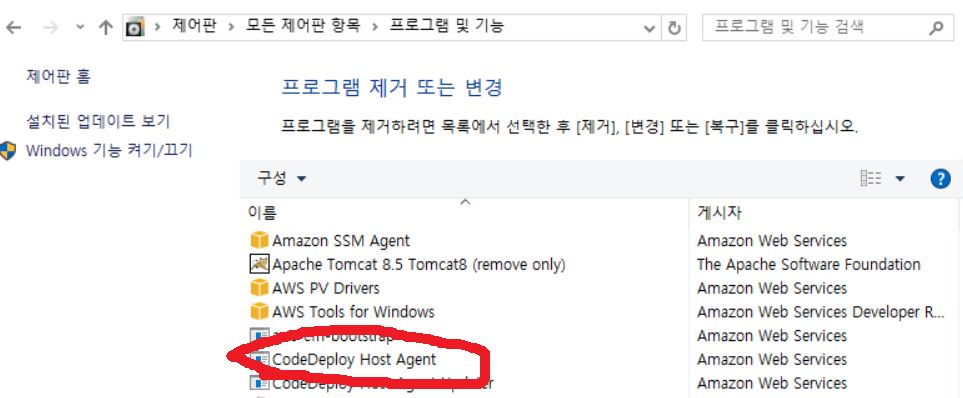CodeDeploy-Host-Agent-삭제