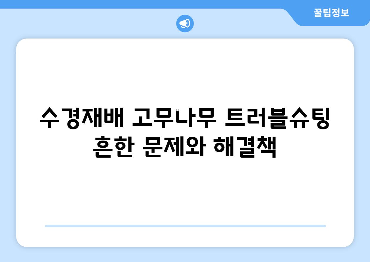 수경재배 고무나무 트러블슈팅| 흔한 문제와 해결책